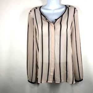 Loft cream stripe sheer blouse size small